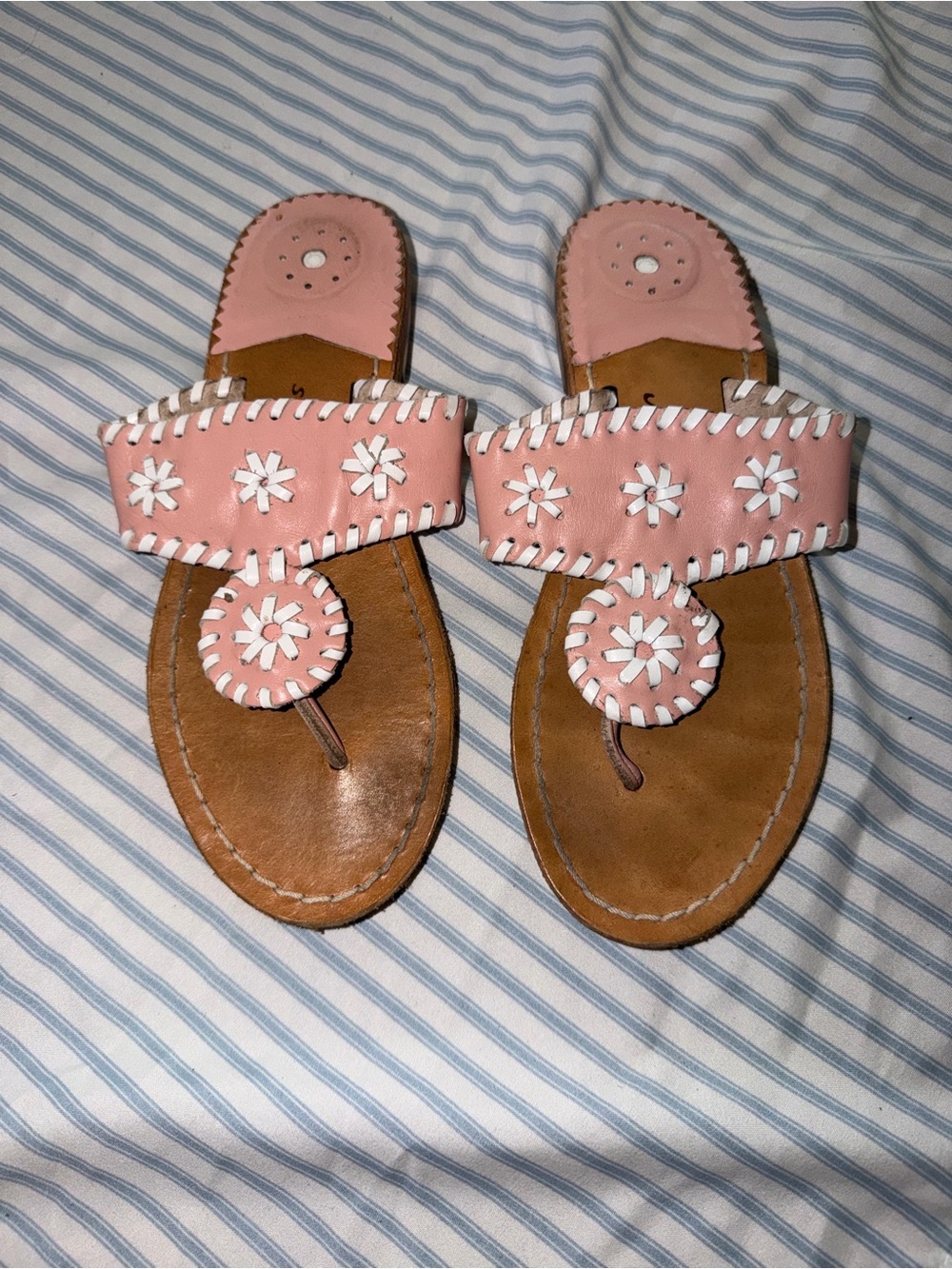 Jack Rogers Pink & Brown Girls' Leather Sandals